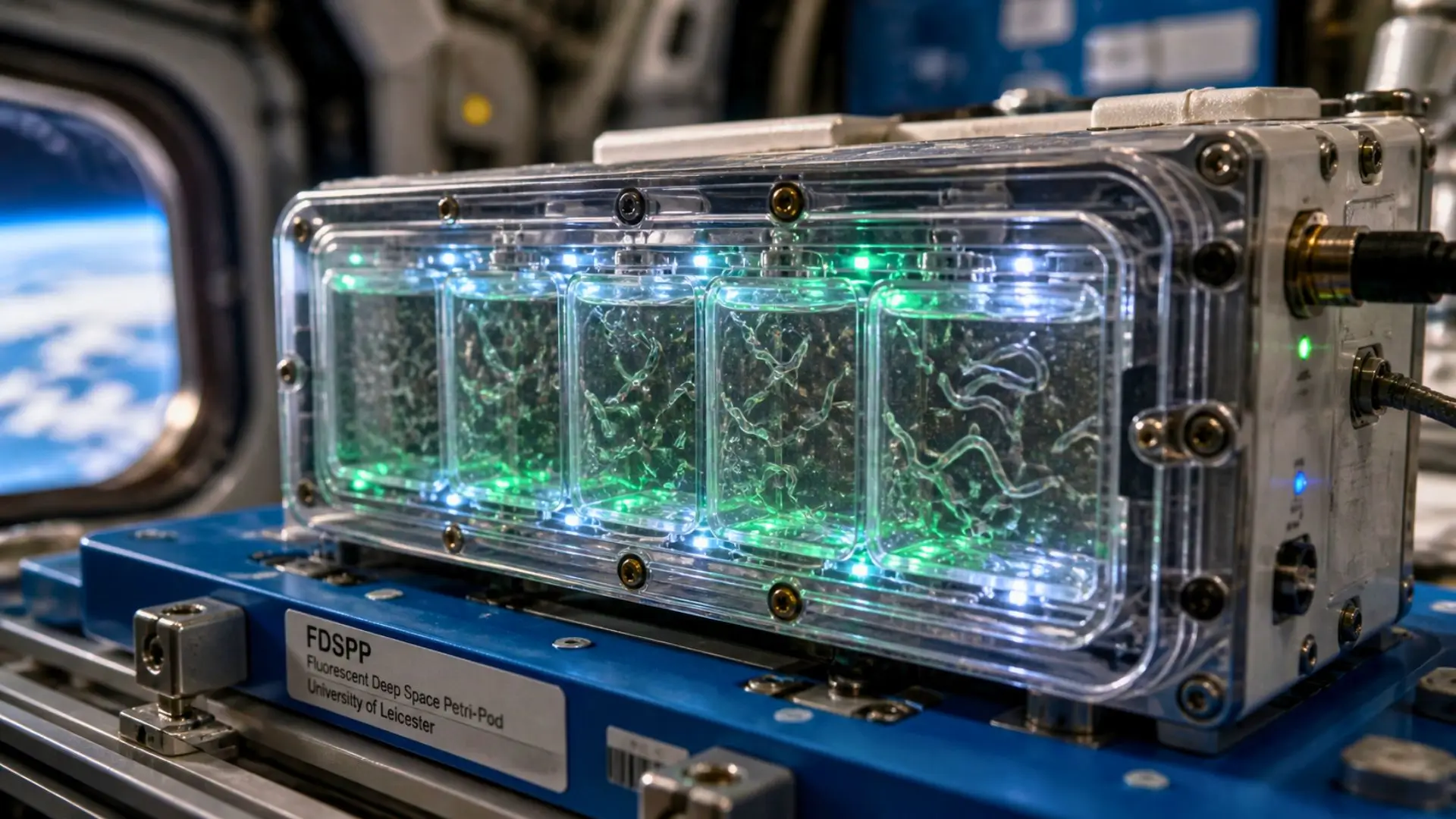 Nématodes C. elegans observés dans une chambre expérimentale à bord de l’ISS.