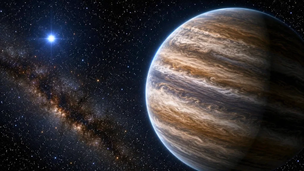 Observatoire sous ciel étoilé évoquant l’étude infrarouge d’une exo-Jupiter proche.