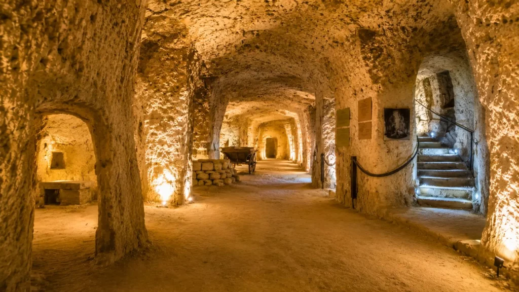 Galeries souterraines creusées dans la craie de la cité de Naours