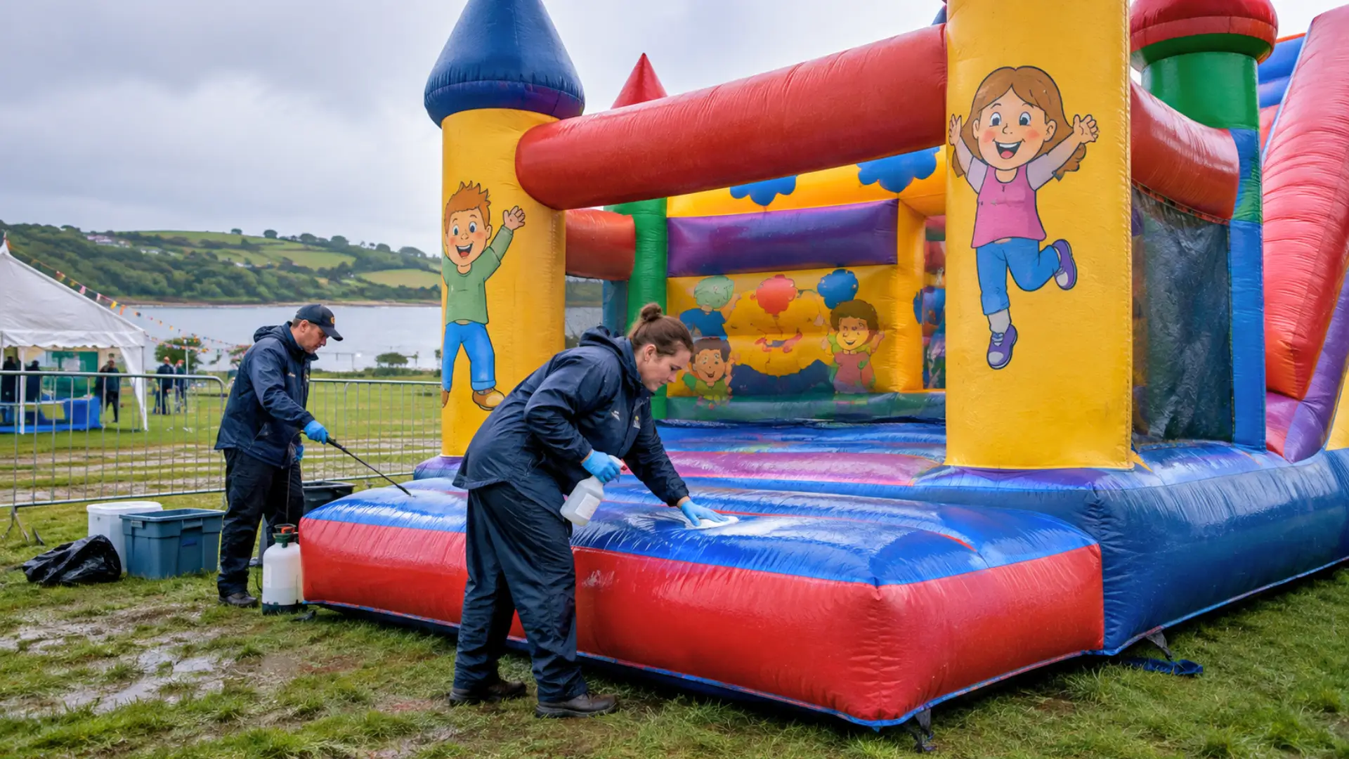 Nettoyage et désinfection d’un château gonflable après une épidémie de MRSA en Irlande