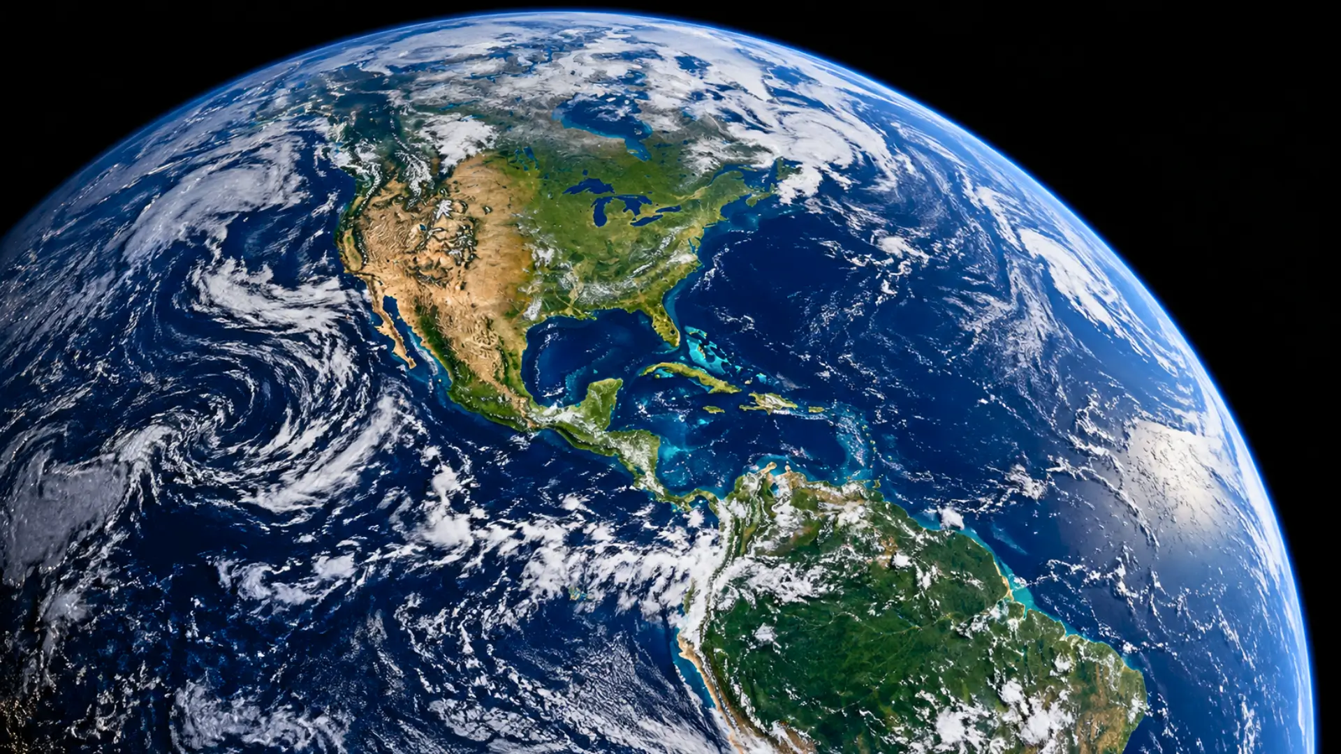 Vue réaliste de la Terre depuis l’espace montrant les vastes océans qui recouvrent une grande partie de sa surface.