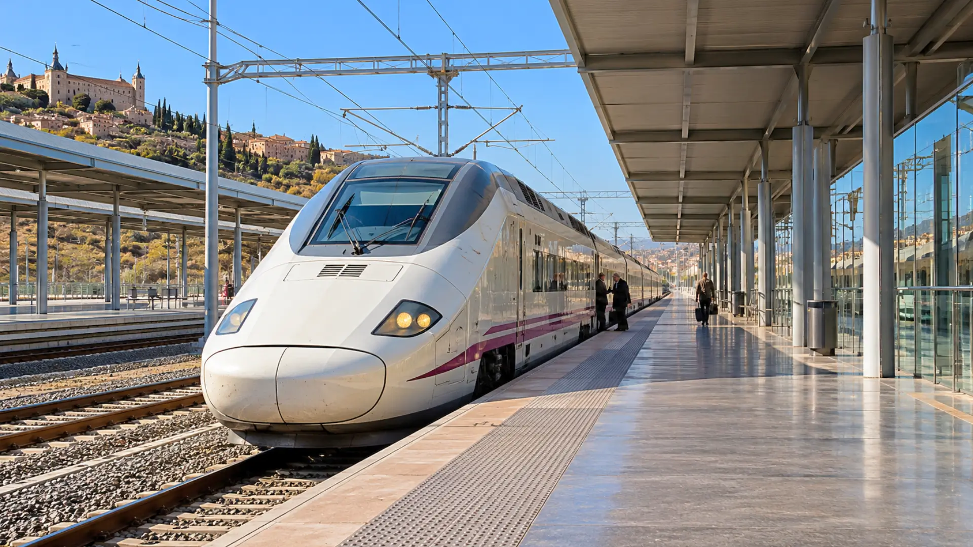 Train à grande vitesse AVE presque vide à quai dans une gare espagnole