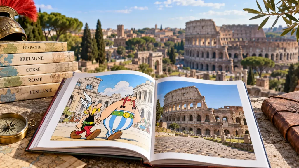 Ruines antiques et route de pierre dans un paysage méditerranéen préservé